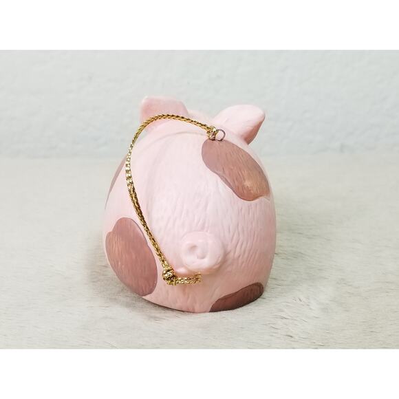 Christmas Tree Ornament Pink Pig w/ Dangling Legs Ceramic 3" RR Roman 90s Vtg - Picture 5 of 13